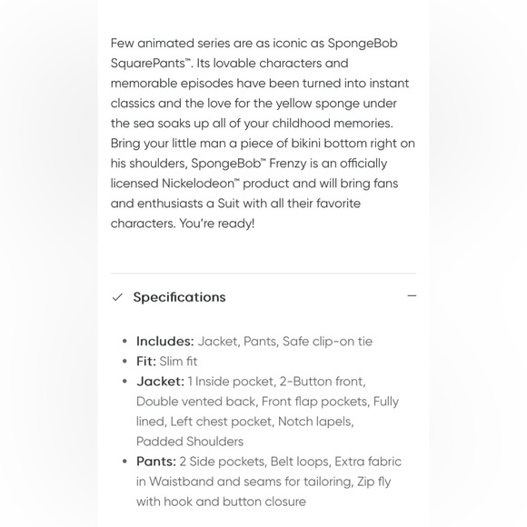 Opposuits Spongebob SquarePants Frenzy Suit Blazer Pants Tie Size 10Y Youth - Picture 10 of 10